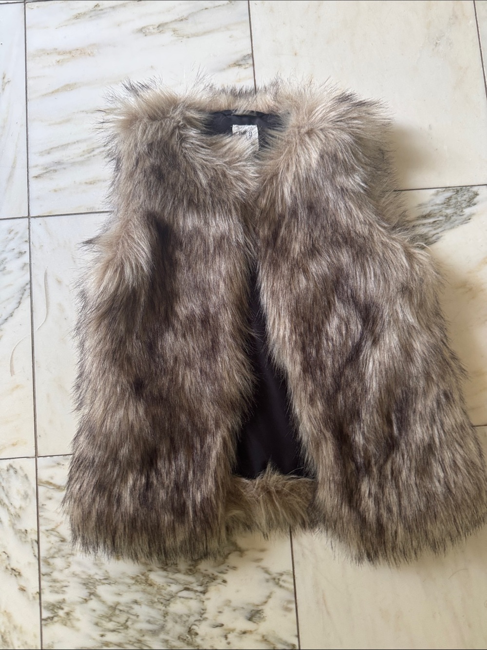 GAP Girls Faux Fur Vest in Brown and Cream